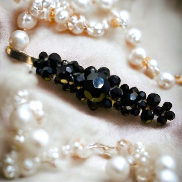 Crystal Studded l Barrette, Hair Clip l Gold Hardware l 5 Colors to Choose l New - Picture 8 of 13